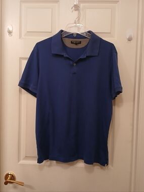Banana Republic Luxury Touch Polo Golf Shirt Men's Size XL  Runway Blue Preppy